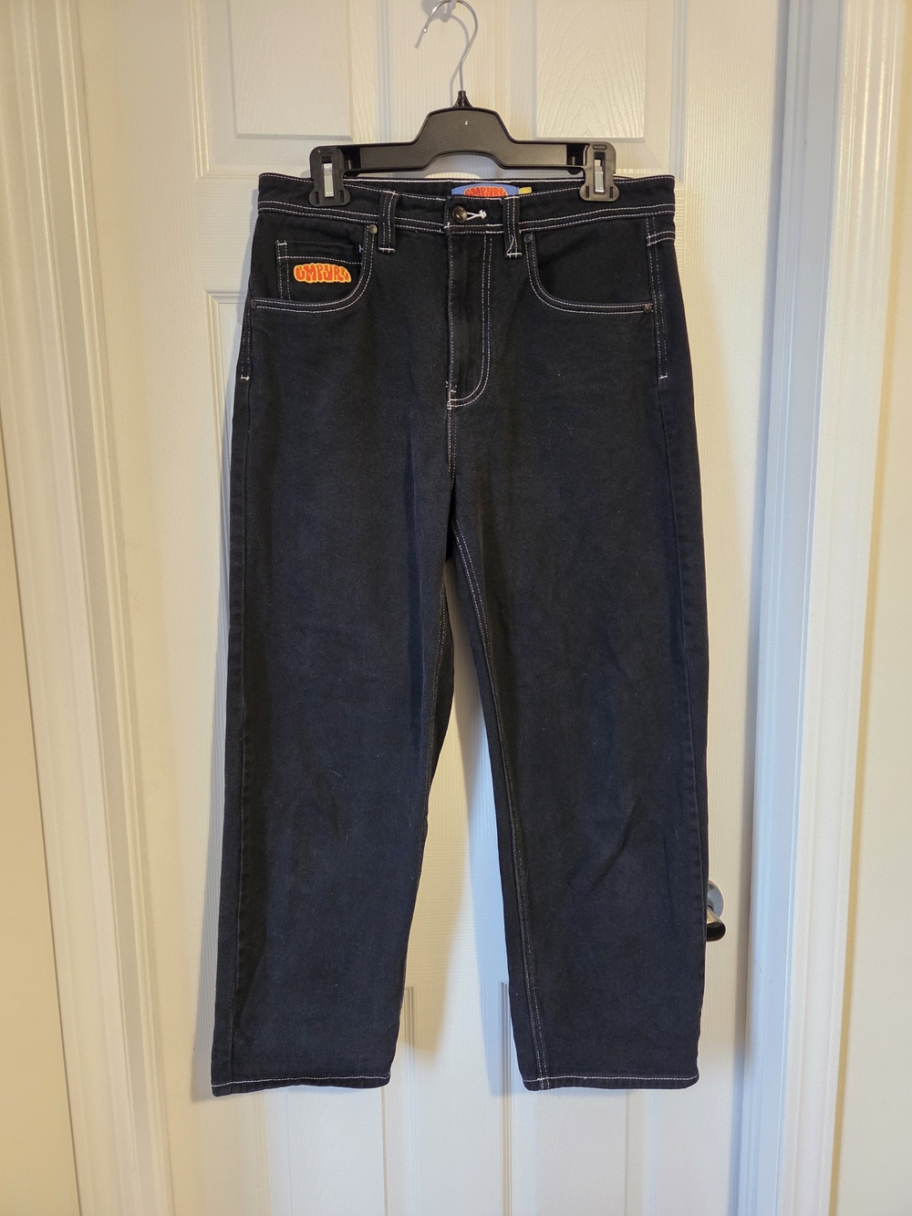 Empyre Loose Fit Embroidered Black Denim Skate Pants